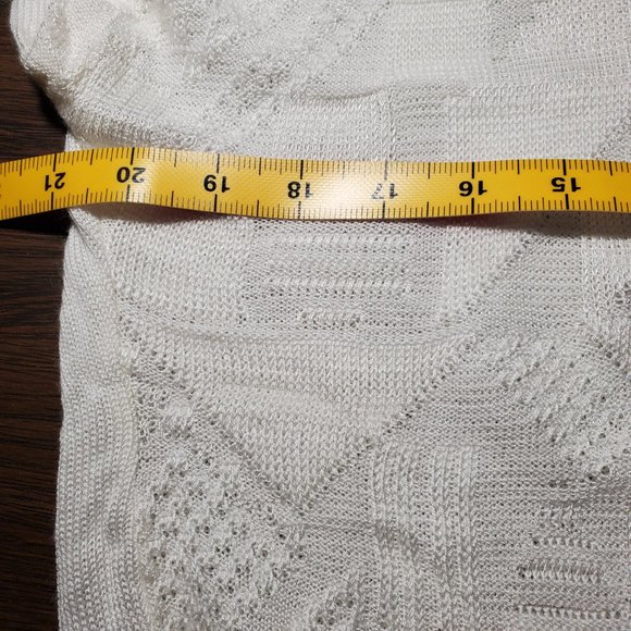 Vintage West German Knit Sweater Top - Waist Length - White  - Cap Sleeves - Picture 2 of 14